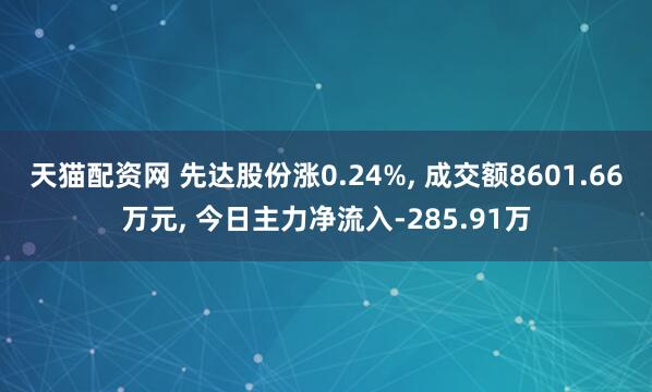天猫配资网 先达股份涨0.24%, 成交额8601.66万元, 今日主力净流入-285.91万